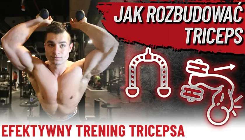 Mężczyzna ćwiczy trójgłowy ramienia na siłowni, pokazując efektywny trening.