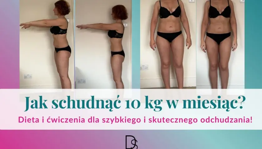 Kobieta pokazuje metamorfozę sylwetki po zastosowaniu diety i ćwiczeń. Dowiedz się, jak schudnąć 10 kg w miesiąc!